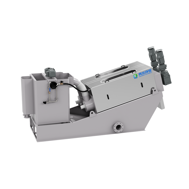 Screw press sludge dewatering machine